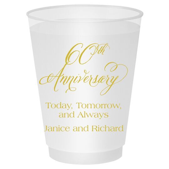 Elegant 60th Anniversary Shatterproof Cups
